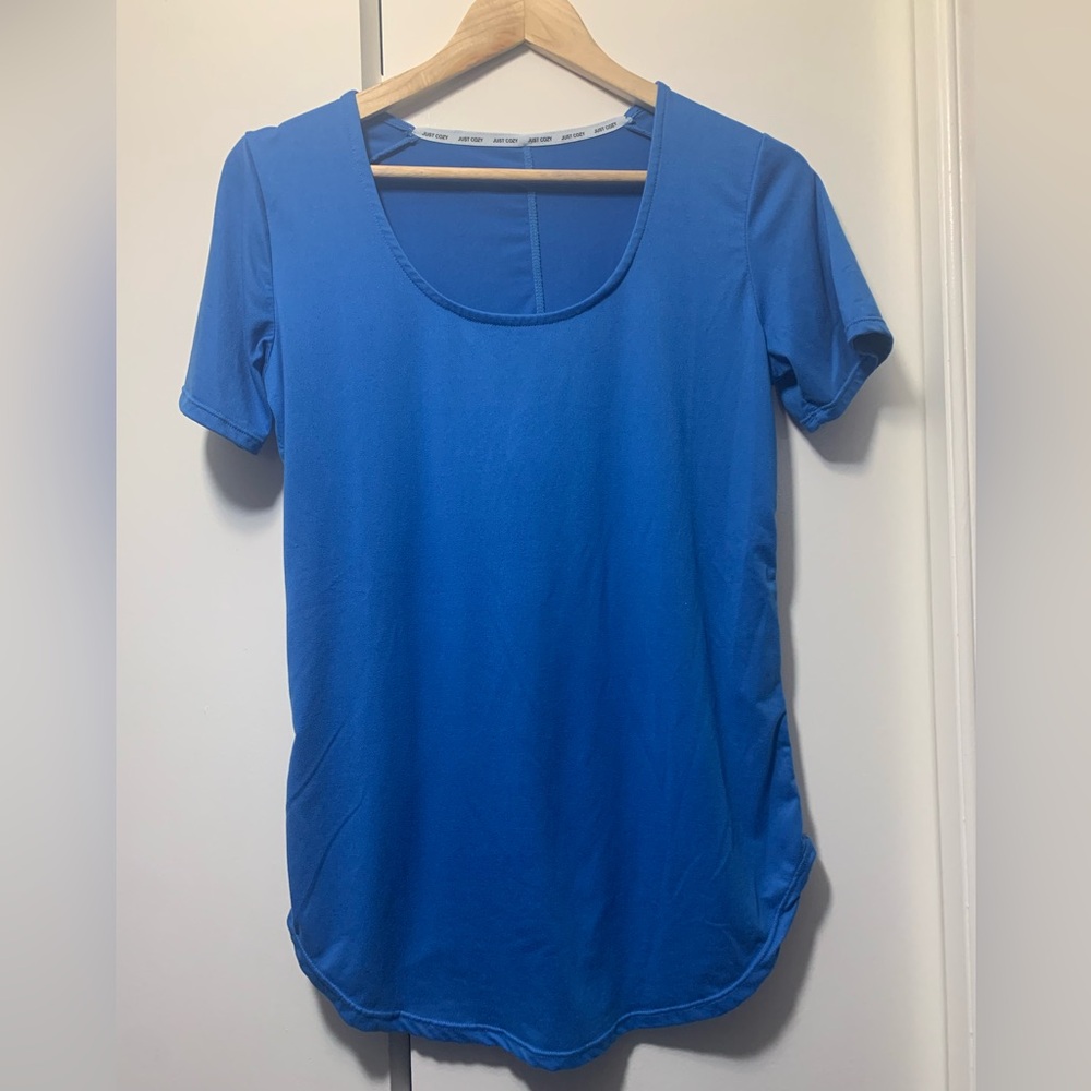Just Cozy Small Blue Women's Short Sleeve Top